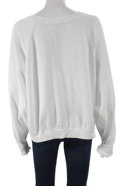 Z Supply Womens Pullover White Cotton Crew Neck Long Sleeve Size M