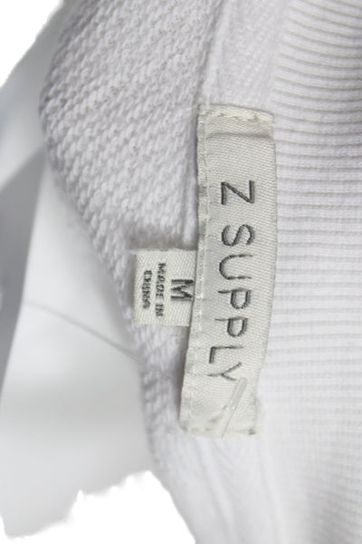 Z Supply Womens Pullover White Cotton Crew Neck Long Sleeve Size M