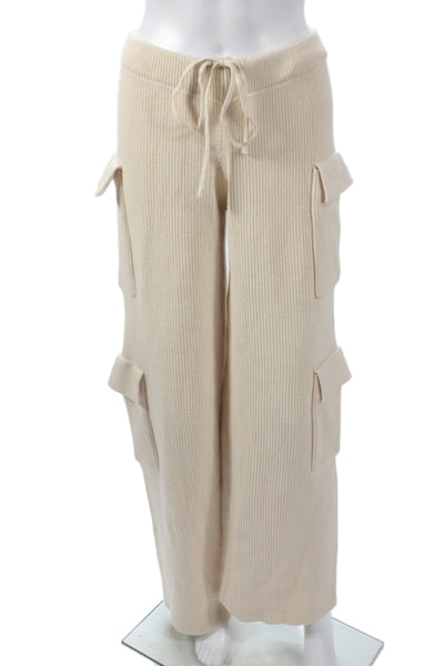 Edikted Women Cargo Pants Beige Drawstring Rayon Viscose Casual Size S