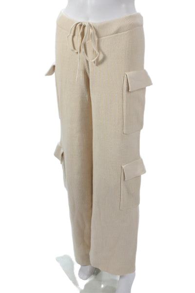 Edikted Women Cargo Pants Beige Drawstring Rayon Viscose Casual Size S