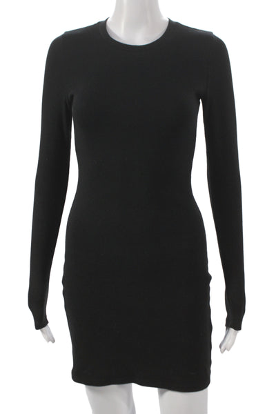 TNA Womens Bodycon Mini Dress Black Long Sleeve Crew Neck Size S