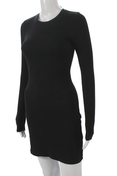 TNA Womens Bodycon Mini Dress Black Long Sleeve Crew Neck Size S