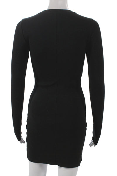 TNA Womens Bodycon Mini Dress Black Long Sleeve Crew Neck Size S