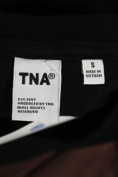 TNA Womens Bodycon Mini Dress Black Long Sleeve Crew Neck Size S