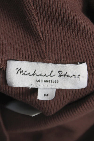 Michael Stars Women Bodycon Dress Brown Cowl Neck Midi Long Sleeve Size M