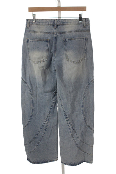 Edikted Womens Wide-Leg High Rise Blue 100% Cotton Jeans Size M