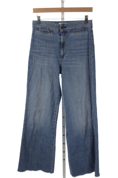 ASKKNY Womens Cropped Jeans Blue Cotton High Rise Button Fly Size 27