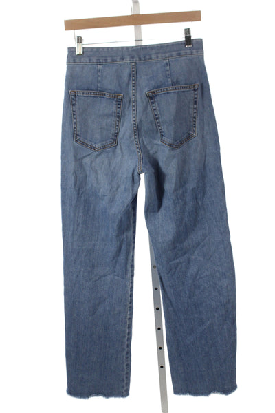 ASKKNY Womens Cropped Jeans Blue Cotton High Rise Button Fly Size 27