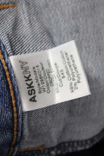 ASKKNY Womens Cropped Jeans Blue Cotton High Rise Button Fly Size 27