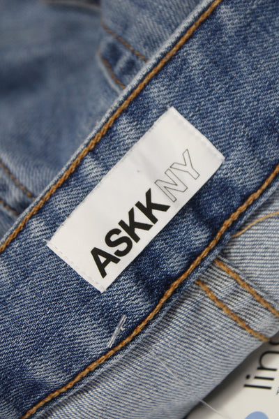 ASKKNY Womens Cropped Jeans Blue Cotton High Rise Button Fly Size 27