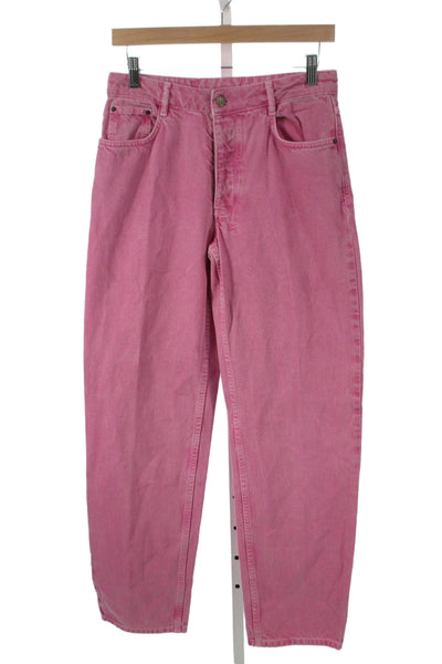 Ksubi Women Pink Straight Jeans Cotton Blend Button Inseam 32 Size 26