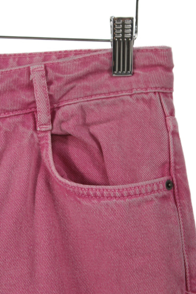 Ksubi Women Pink Straight Jeans Cotton Blend Button Inseam 32 Size 26