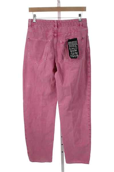 Ksubi Women Pink Straight Jeans Cotton Blend Button Inseam 32 Size 26