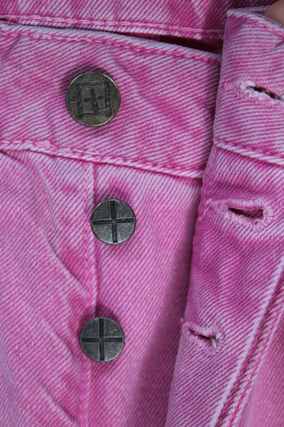 Ksubi Women Pink Straight Jeans Cotton Blend Button Inseam 32 Size 26