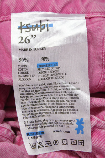 Ksubi Women Pink Straight Jeans Cotton Blend Button Inseam 32 Size 26