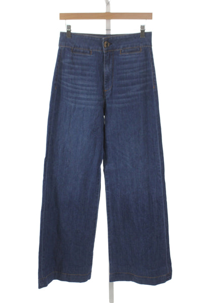 ASKKNY Women Wide-Leg Blue Cotton High Rise Jeans Size 27