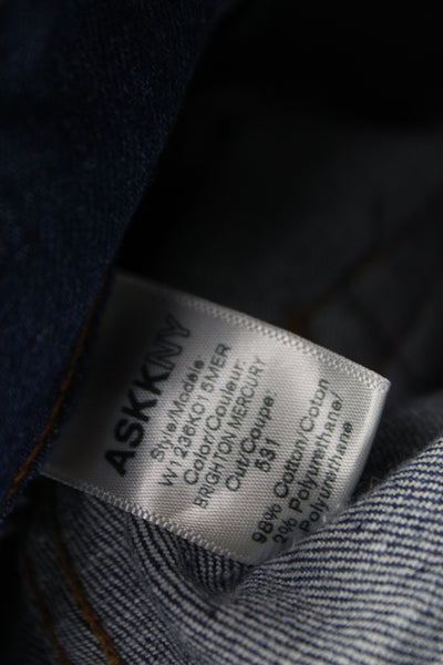 ASKKNY Women Wide-Leg Blue Cotton High Rise Jeans Size 27
