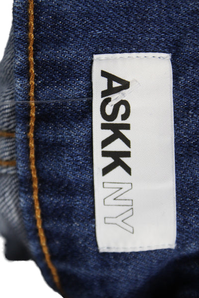 ASKKNY Women Wide-Leg Blue Cotton High Rise Jeans Size 27