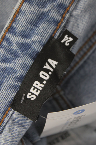 Ser.O.Ya Womens Straight Blue Jeans 100% Cotton High Rise Size 24