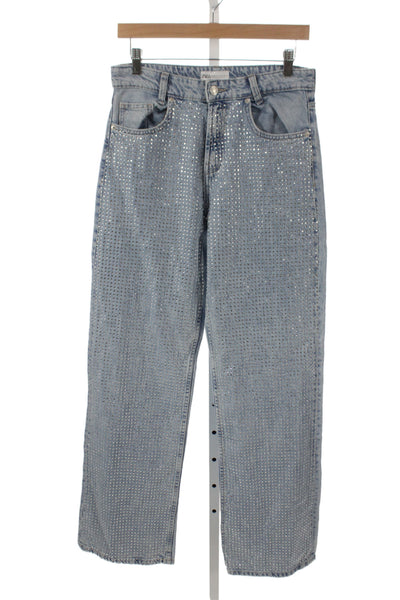 Zara Women Straight Jeans Blue High Rise Cotton 32 Inseam Size 4