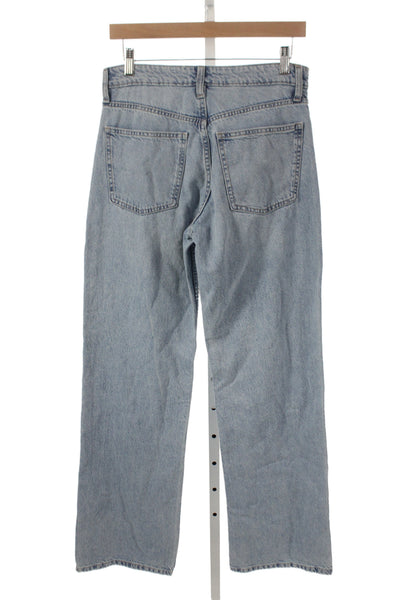 Zara Women Straight Jeans Blue High Rise Cotton 32 Inseam Size 4