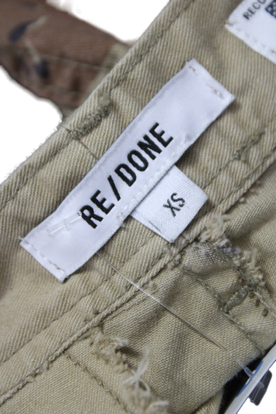 Re/Done Womens Cargo Pants Multicolor Camouflage Button Size XS