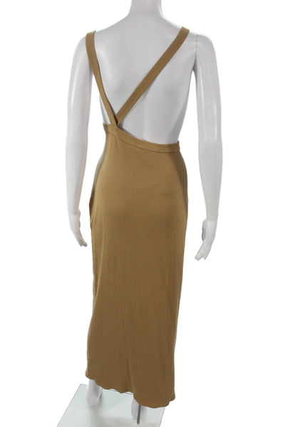 The Line By K Womens Bodycon Long Dress Beige Sleeveless Scoop Neck Size XL