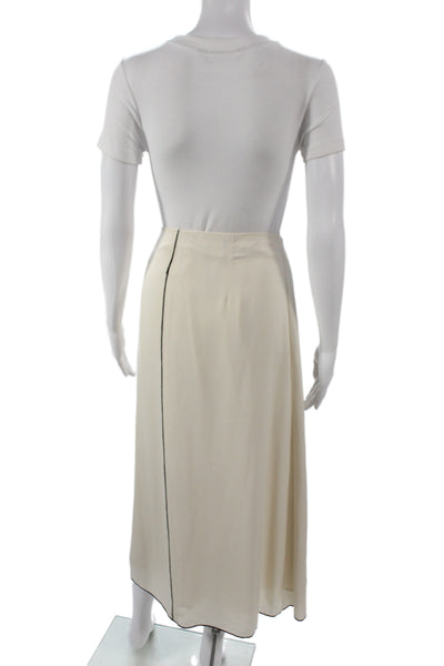 Zara Women Pleated Midi Skirt Ivory Polyester Zip Size XL