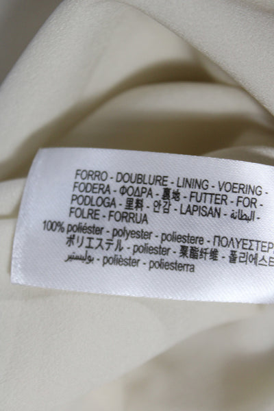 Zara Women Pleated Midi Skirt Ivory Polyester Zip Size XL
