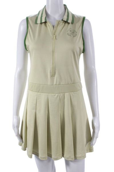 We Wore What Women Beige Collared Sleeveless Mini Tennis Dress Zip Size L