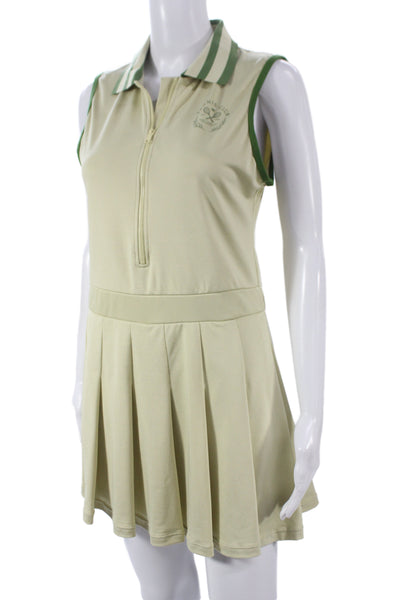 We Wore What Women Beige Collared Sleeveless Mini Tennis Dress Zip Size L
