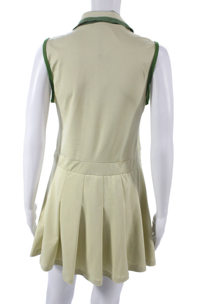 We Wore What Women Beige Collared Sleeveless Mini Tennis Dress Zip Size L
