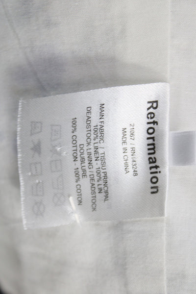 Reformation Womens White Linen Floral Square Neck Camisole Sleeveless Size 10