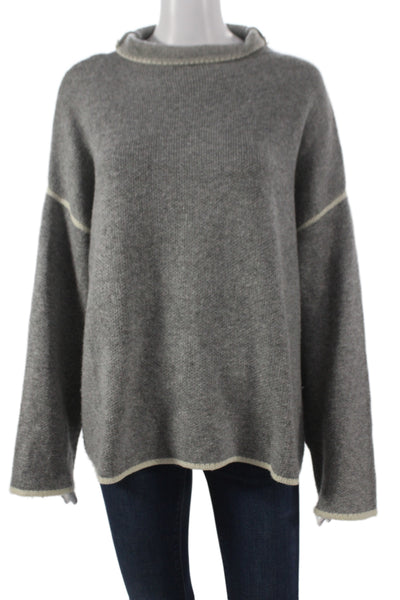 Zara Women Pullover Sweater Gray Mock Neck Long Sleeve Size L