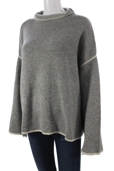 Zara Women Pullover Sweater Gray Mock Neck Long Sleeve Size L
