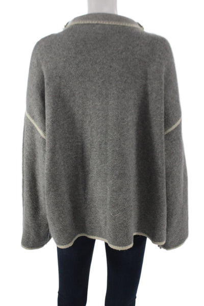 Zara Women Pullover Sweater Gray Mock Neck Long Sleeve Size L