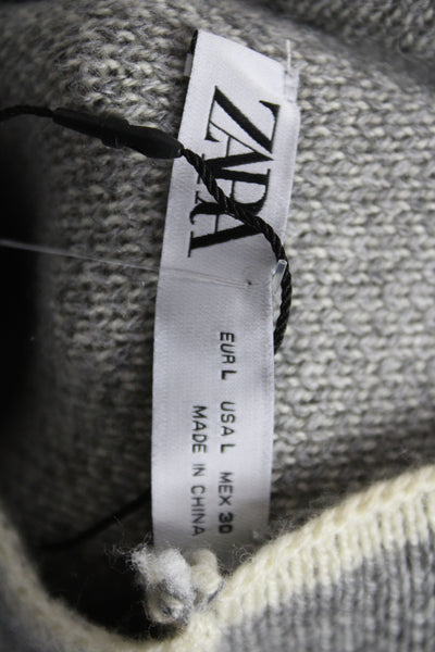 Zara Women Pullover Sweater Gray Mock Neck Long Sleeve Size L