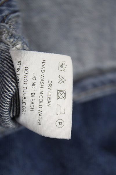 Nutplan Women Basic Jacket Blue Cotton Button Long Sleeve Fall Size M