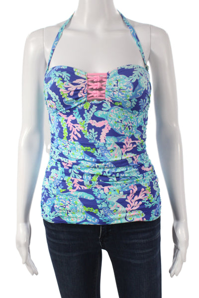 Lily Pulitzer Women Tankini Blue Animal Print Sweetheart Neckline Size 4