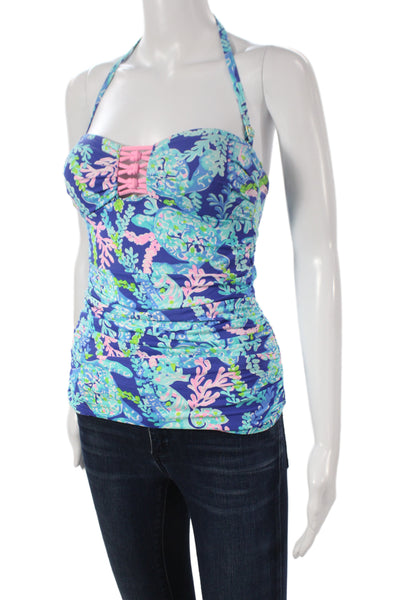 Lily Pulitzer Women Tankini Blue Animal Print Sweetheart Neckline Size 4