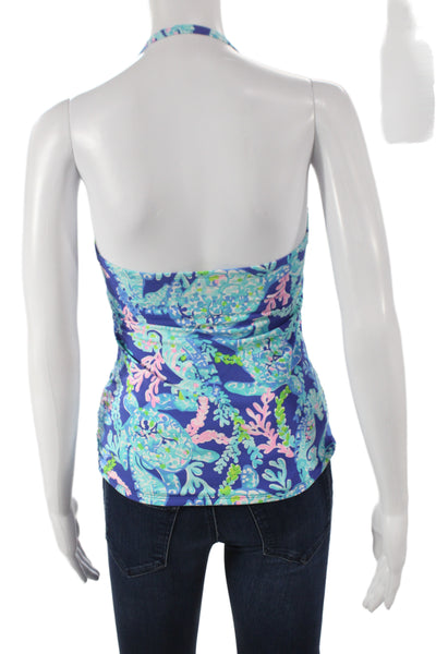 Lily Pulitzer Women Tankini Blue Animal Print Sweetheart Neckline Size 4