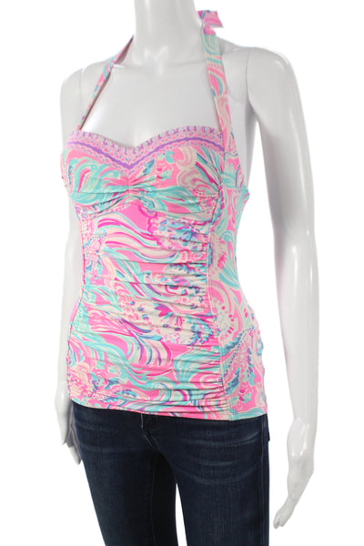 Lily Pulitzer Women Tankini Sweetheart Multicolor Geometric Sleeveless Size S