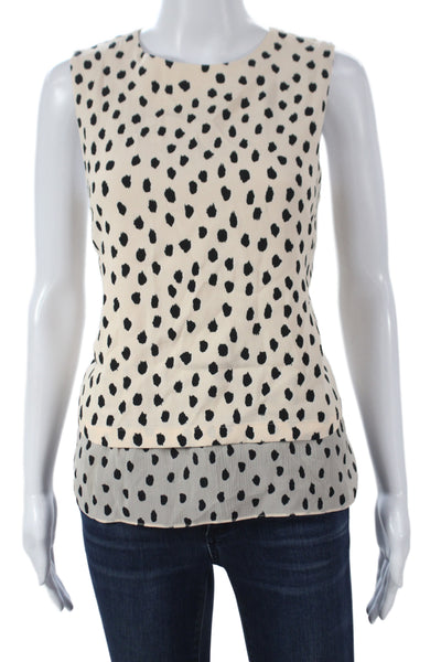 Kate Spade New York Women Beige Polka Dot Viscose Camisole Round Neck Size S