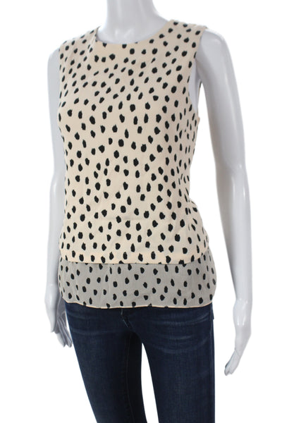 Kate Spade New York Women Beige Polka Dot Viscose Camisole Round Neck Size S
