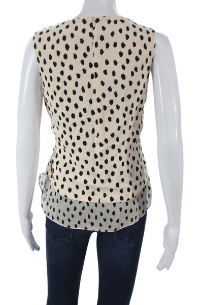 Kate Spade New York Women Beige Polka Dot Viscose Camisole Round Neck Size S