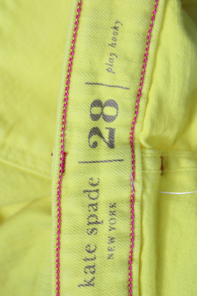Kate Spade Women Skinny Jeans Yellow Cotton Button Size 28