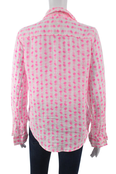 Lily Pulitzer Womens Striped Linen Collared Button-Up Top Long Sleeve Size XS