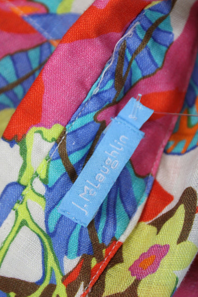 J. Mclaughlin Women Collared Floral Linen Button Up Long Sleeve Size S