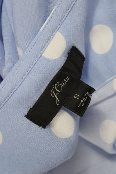 J Crew Women Wrap Dress Blue Polka Dot V-Neck Short Sleeve Long Size S
