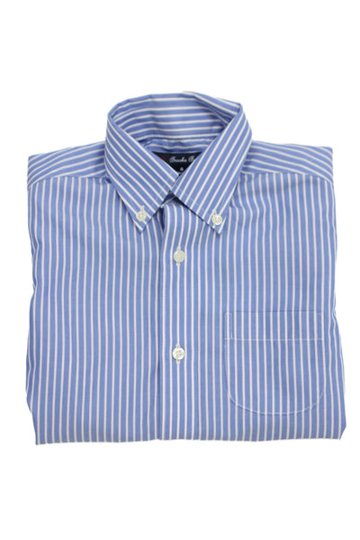 Brooks Brothers Boys Cotton Striped Print Buttoned-Up Blue Size 6